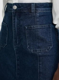JD Williams Blue Pocket Front Denim Midi Skirt