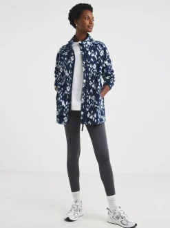 JD Williams Blue Printed Zip Through Longline Fleece