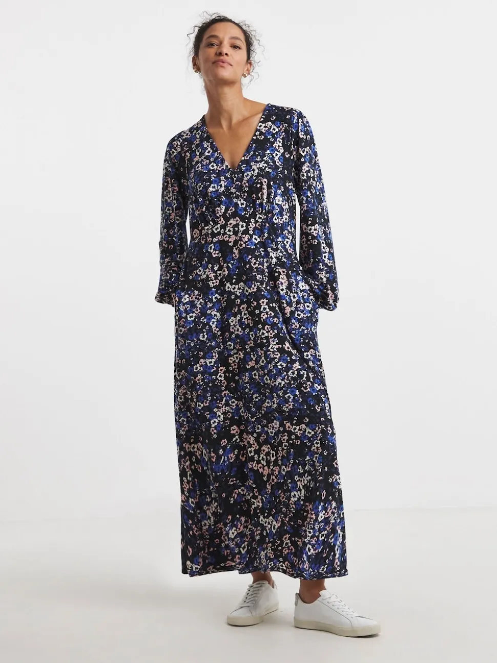 JD Williams Blue Supersoft Jersey V-Neck Maxi Tea Dress