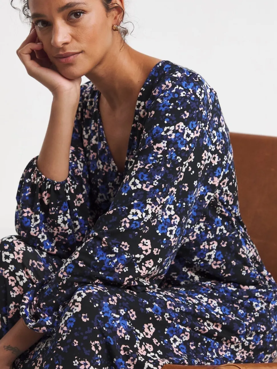 JD Williams Blue Supersoft Jersey V-Neck Maxi Tea Dress