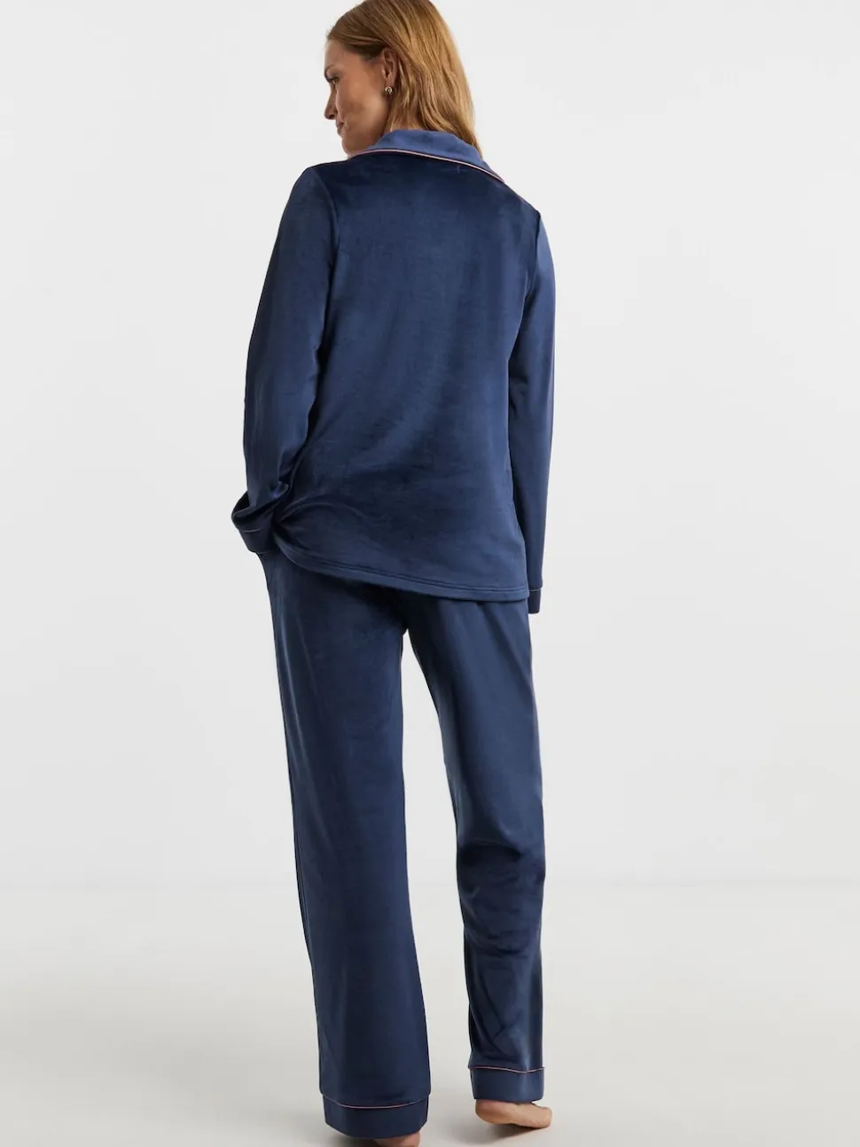 JD Williams Blue Velour Button Through Pyjama Set