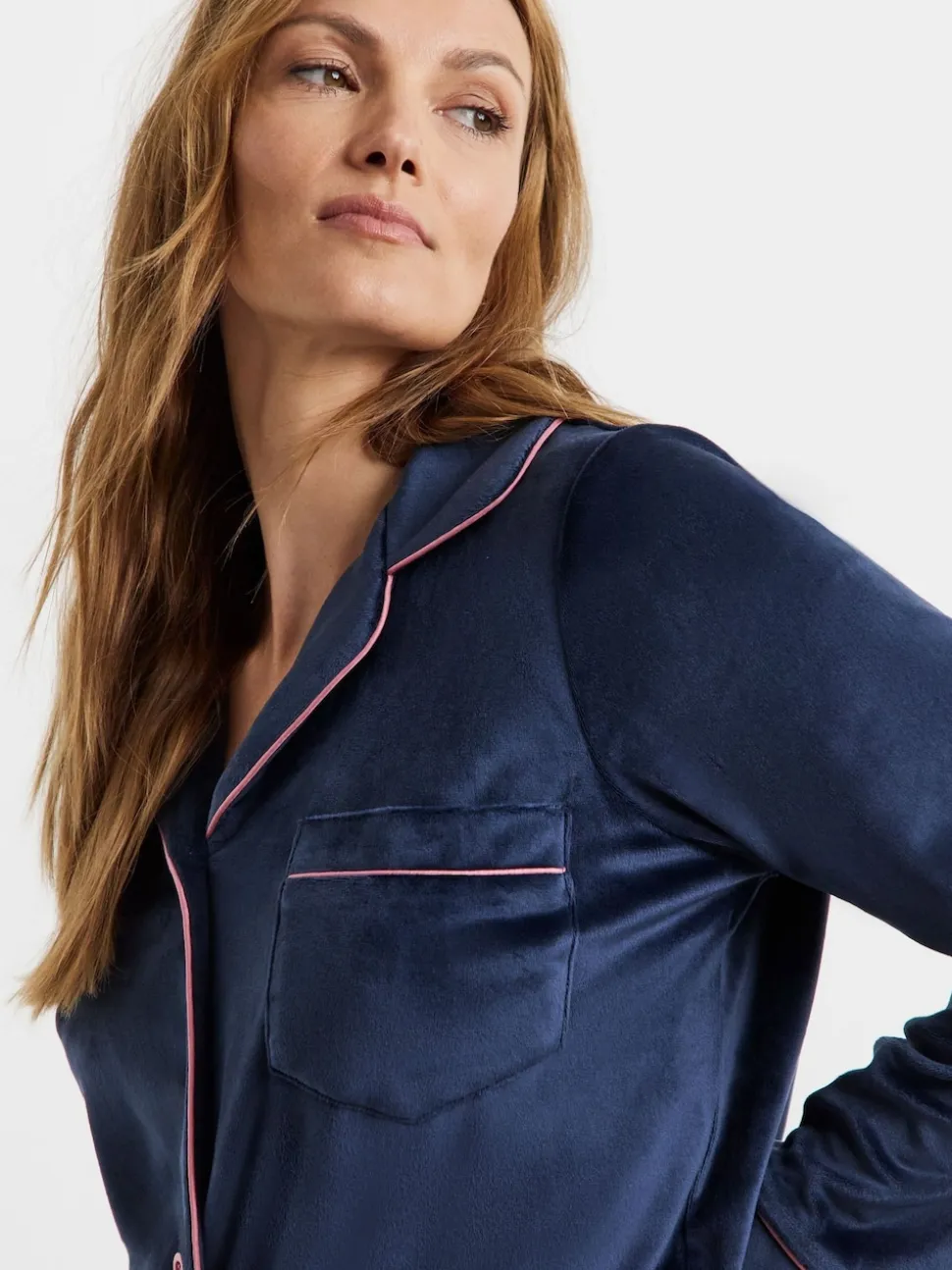 JD Williams Blue Velour Button Through Pyjama Set