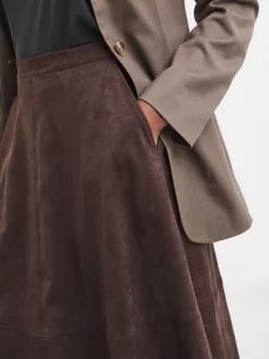 JD Williams Brown Suede Midi Circle Skirt