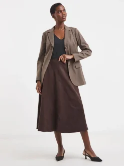 JD Williams Brown Suede Midi Circle Skirt