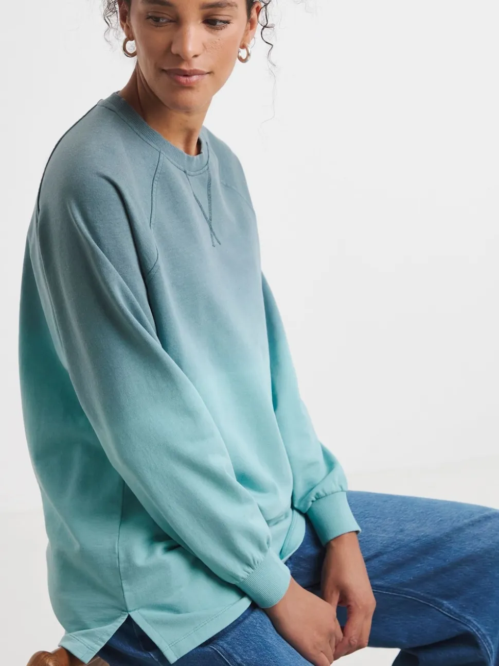 JD Williams Cannon Blue Classic Longline Crew Neck Sweatshirt