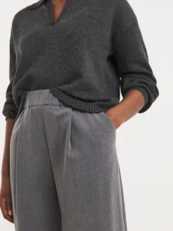 JD Williams Grey Pull On Elastic Waist Wide Leg Trousers
