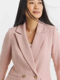 JD Williams Pink Boucle Double Breasted Blazer