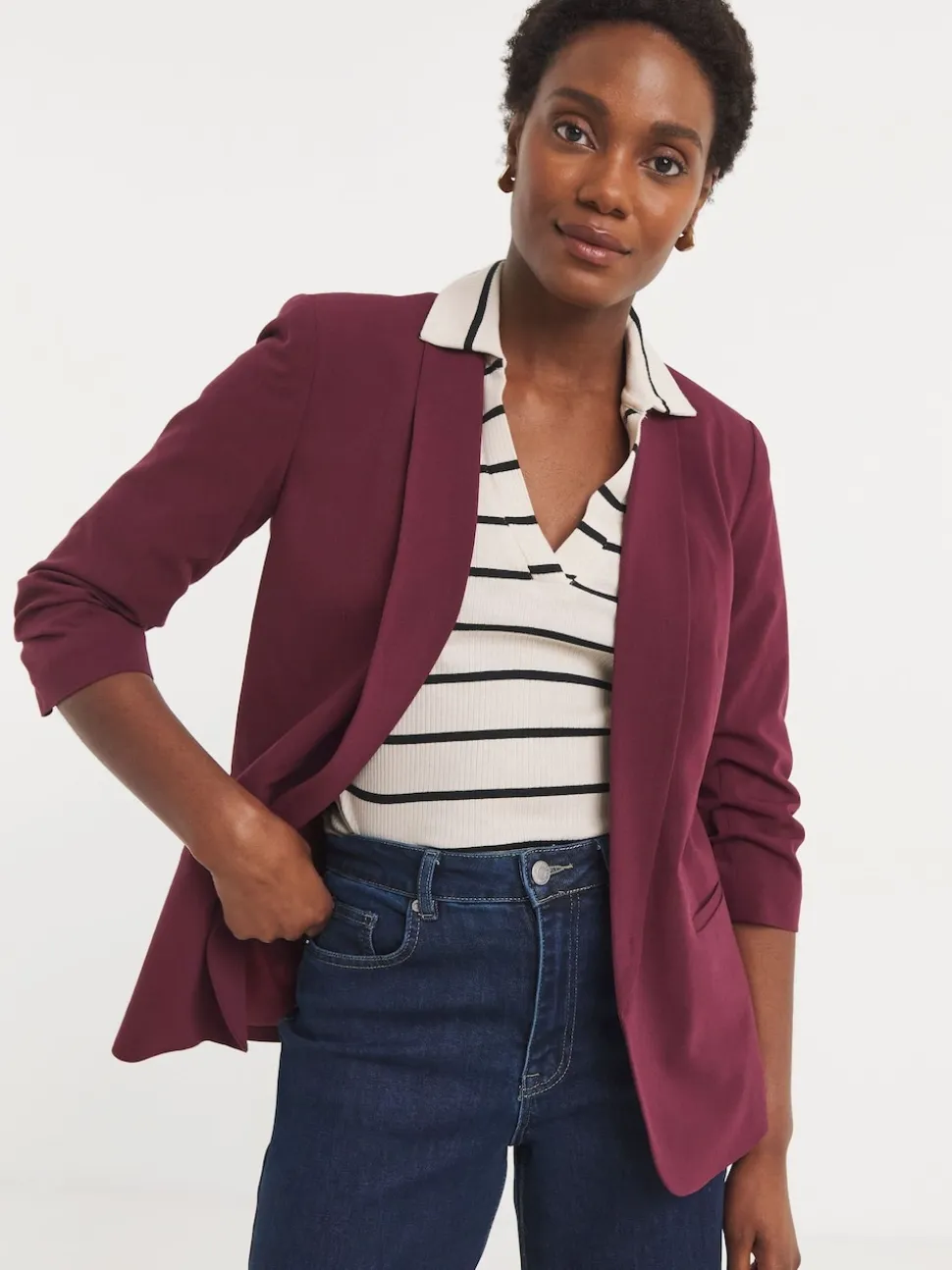 JD Williams Red Ruched Sleeve Blazer