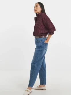 JD Williams Red Stripe Twill Oversized Long Sleeve Shirt