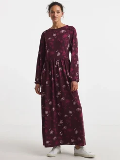 JD Williams Red Supersoft Jersey Printed Maxi Smock Dress
