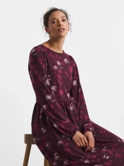 JD Williams Red Supersoft Jersey Printed Maxi Smock Dress