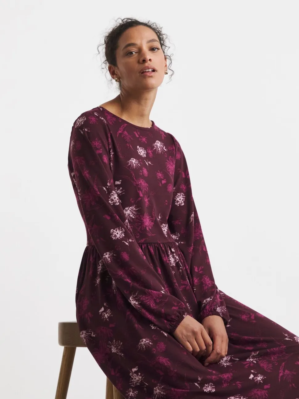 JD Williams Red Supersoft Jersey Printed Maxi Smock Dress