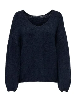 JDY Blue Slouchy Oversized Reversible Wide Sleeve Jumper
