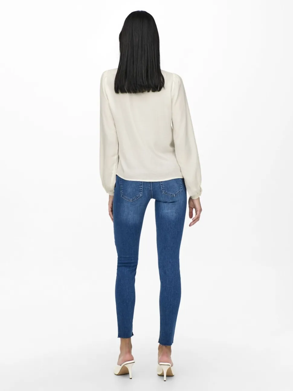 JDY White Lace Detail Long Sleeve Shirt