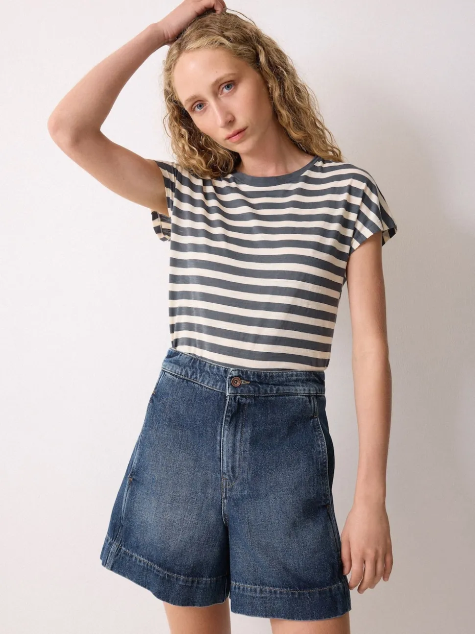 Jigsaw Blue Finton Denim Seam Detail Shorts