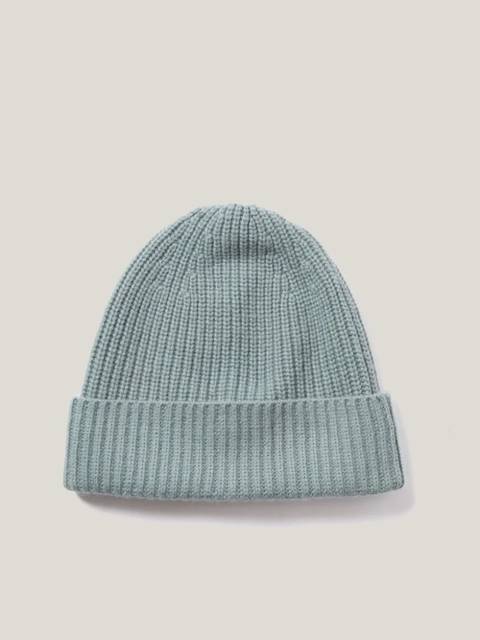 Jigsaw Blue Wool Cashmere Blend Rib Beanie