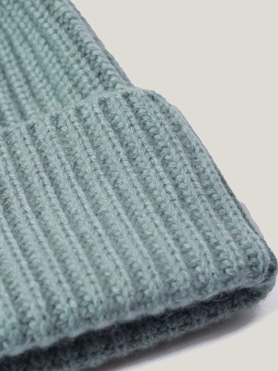 Jigsaw Blue Wool Cashmere Blend Rib Beanie