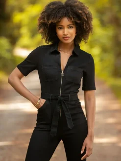 Joe Browns Black Roxie Denim Petite Jumpsuit
