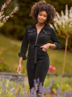 Joe Browns Black Stretch Fit Darcy Cord Jumpsuit