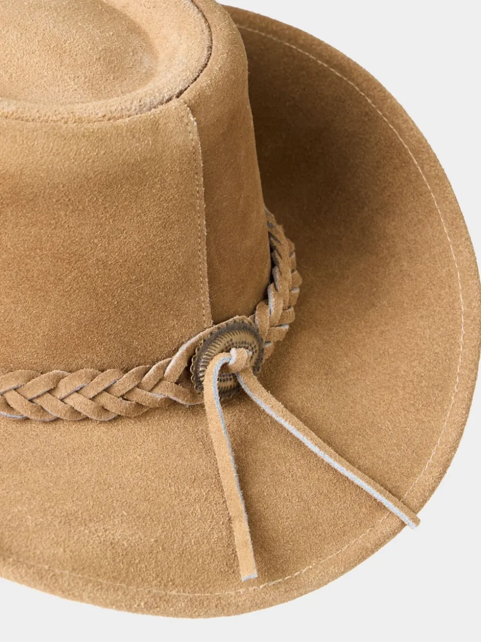 Joe Browns Natural Leather Boho Hat with Plaited Brim Accent