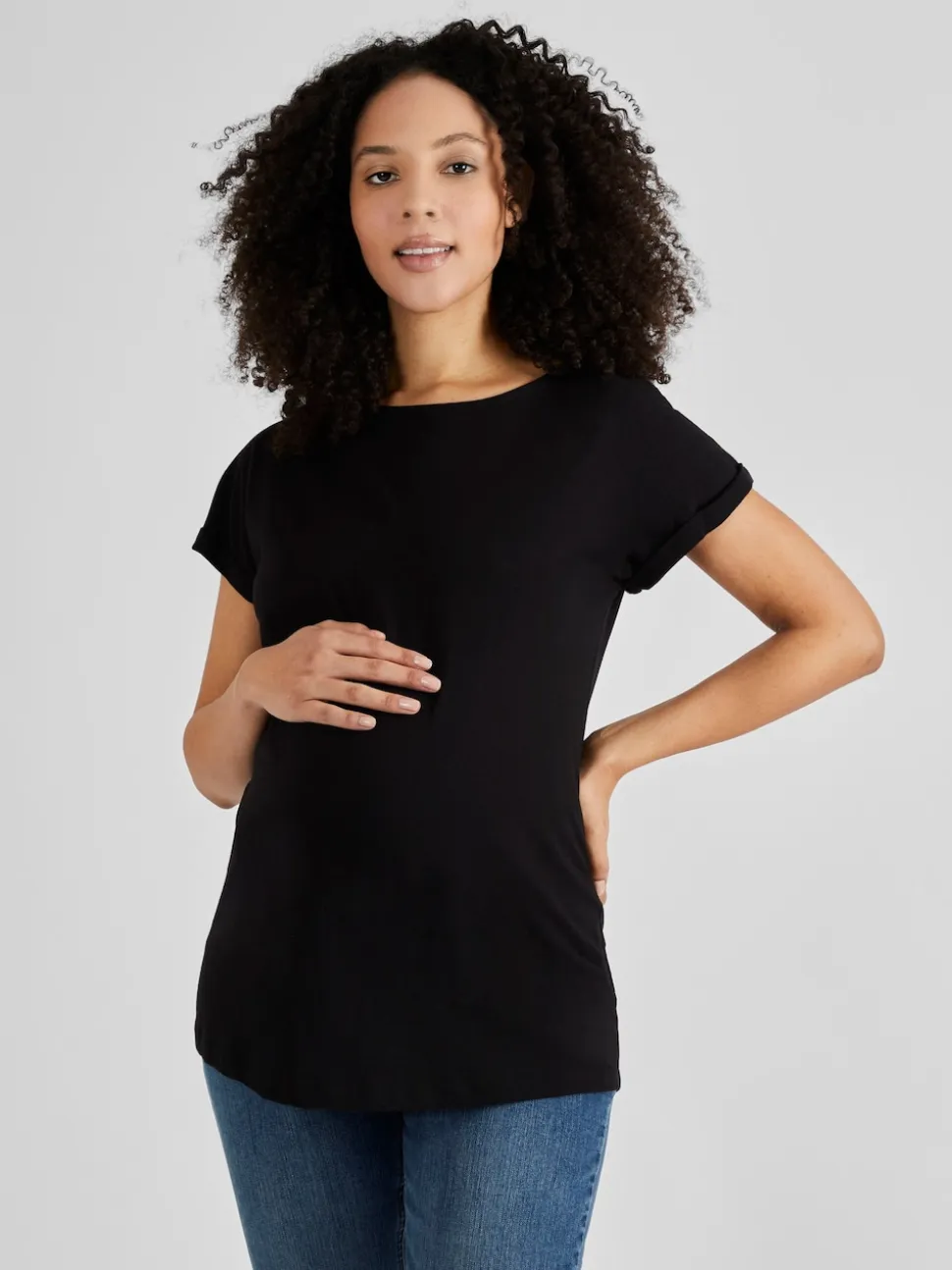 JoJo Maman Bébé Black Boyfriend Maternity Cotton T-Shirt