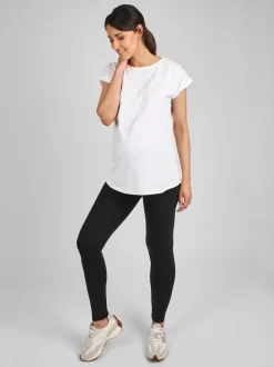 JoJo Maman Bébé Black Cotton Rich Jersey Maternity Leggings