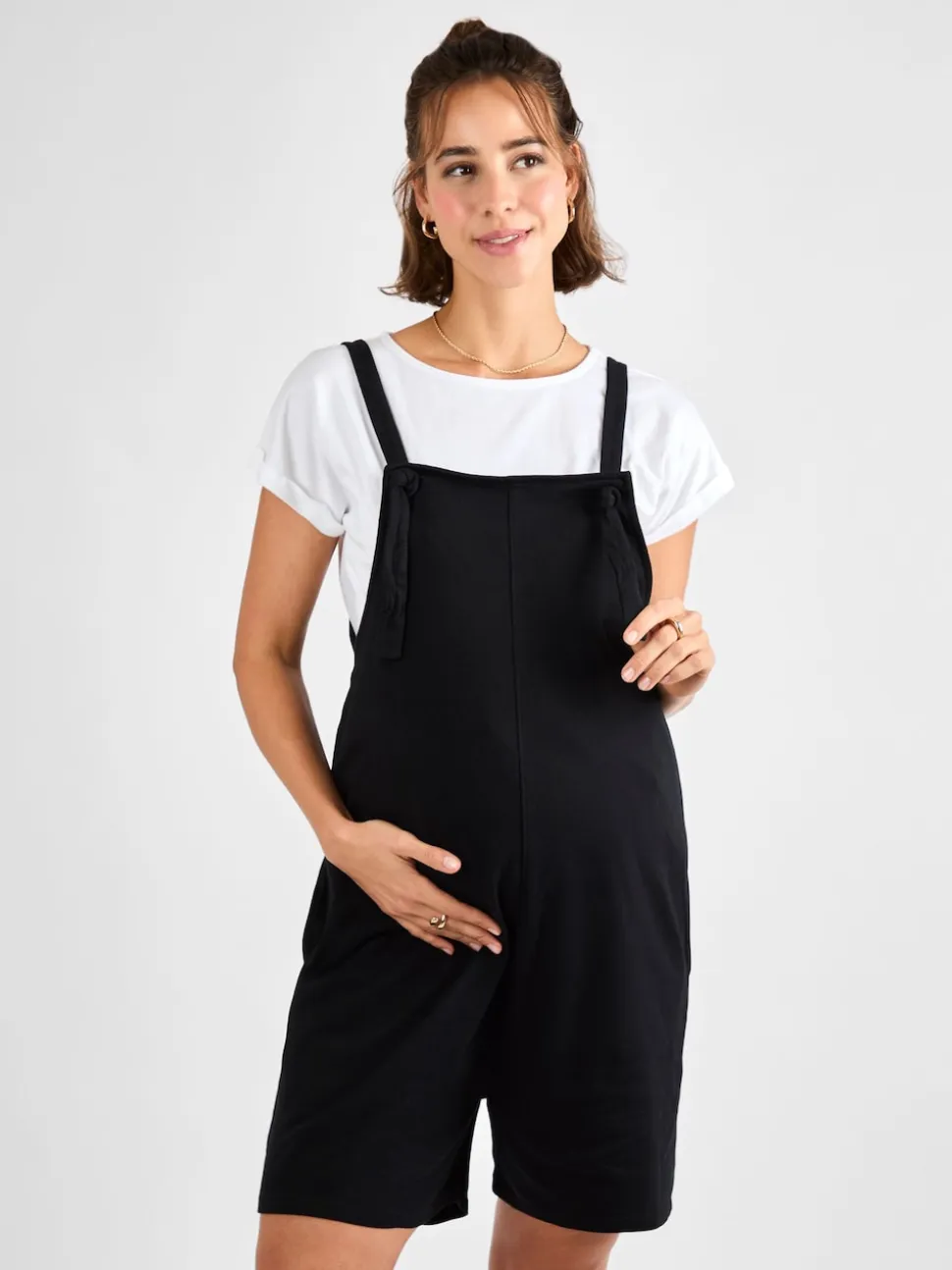 JoJo Maman Bébé Black Jersey Maternity Short Dungarees