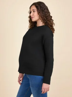 JoJo Maman Bébé Black Long Sleeve Boyfriend Maternity T-Shirt