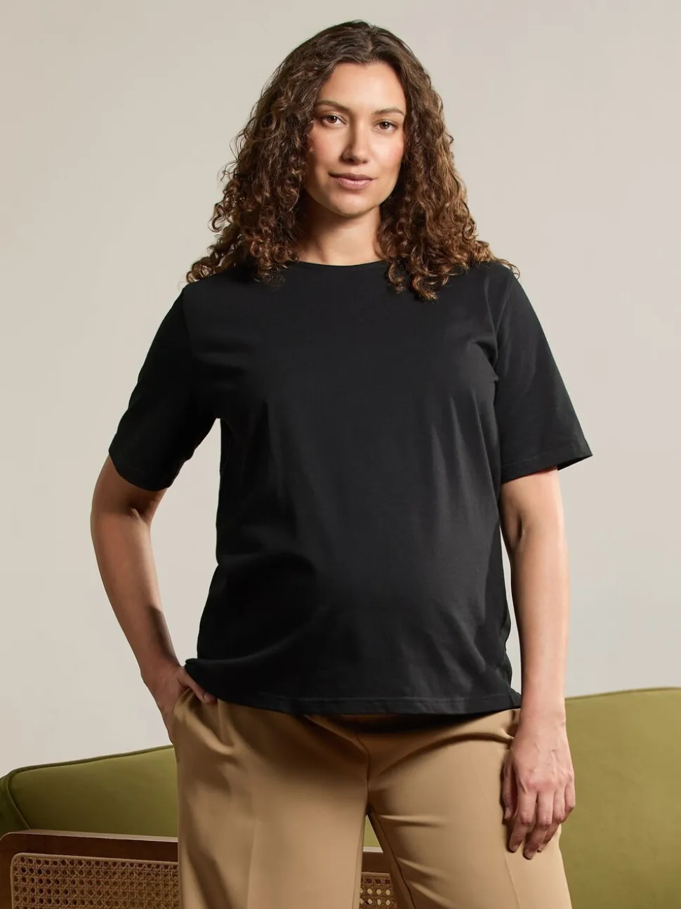 JoJo Maman Bébé Black Oversized Boyfriend Maternity T-Shirt