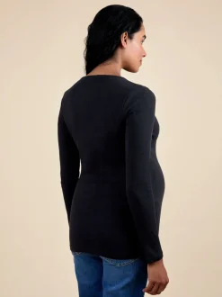 JoJo Maman Bébé Black 2-Pack Ribbed Maternity & Nursing Top