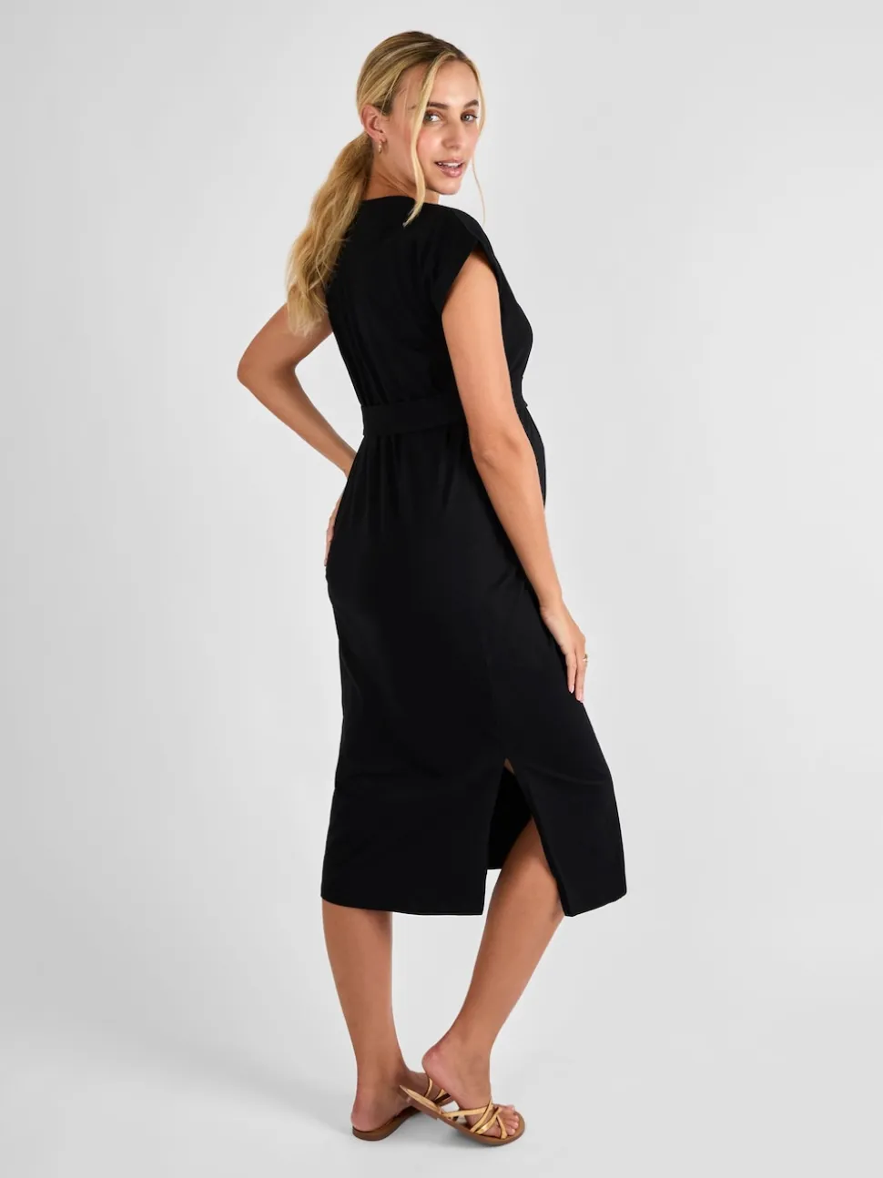 JoJo Maman Bébé Black Short Sleeve Relaxed T-Shirt Midi Dress