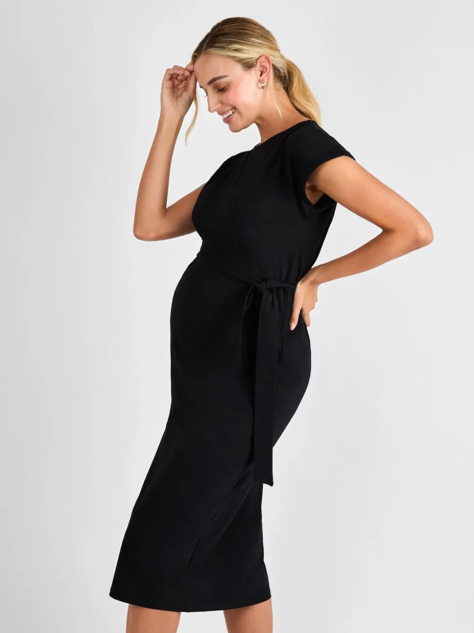 JoJo Maman Bébé Black Short Sleeve Relaxed T-Shirt Midi Dress