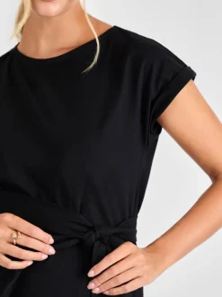 JoJo Maman Bébé Black Short Sleeve Relaxed T-Shirt Midi Dress
