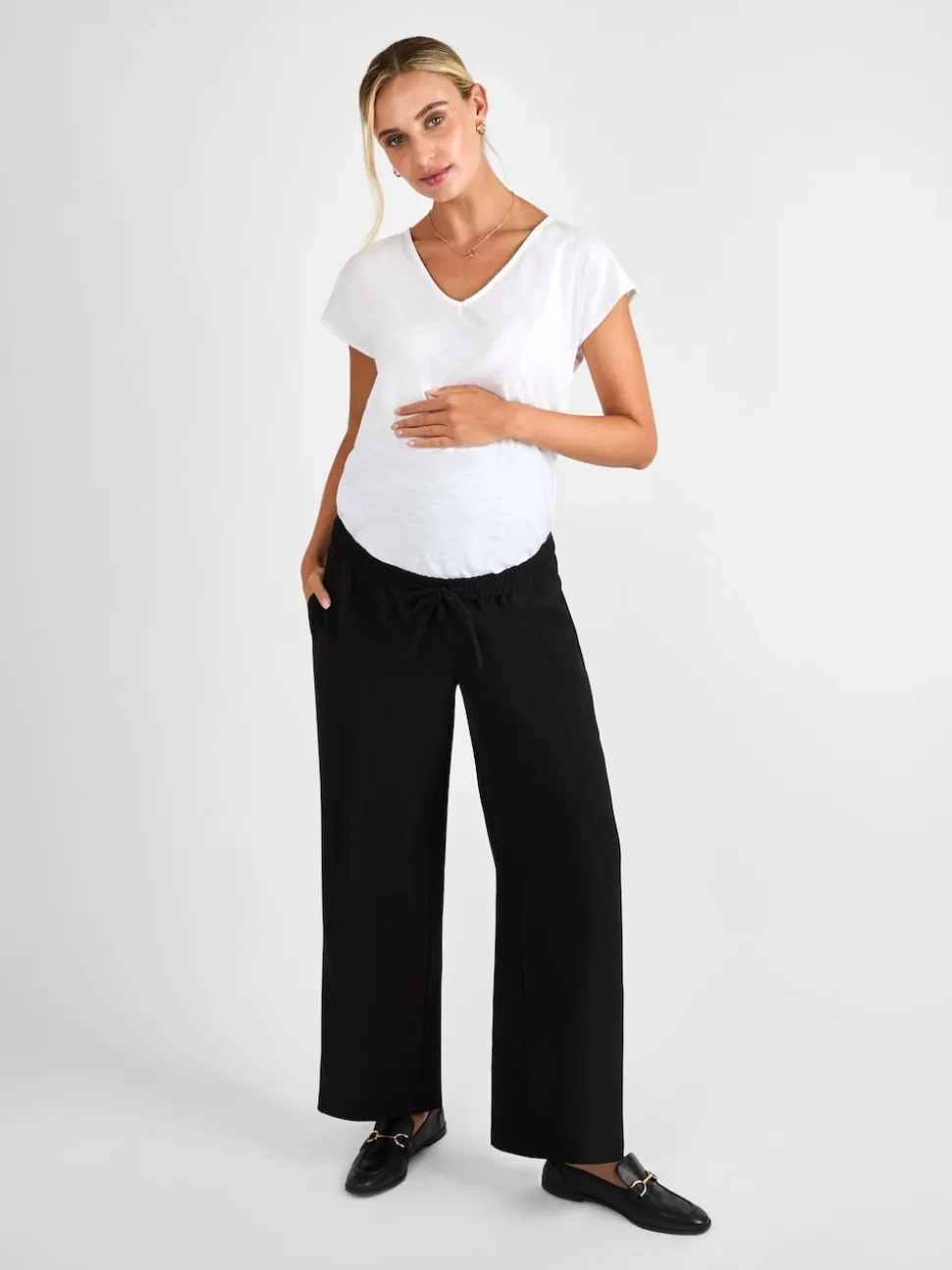 JoJo Maman Bébé Black Wide Leg Maternity Trousers