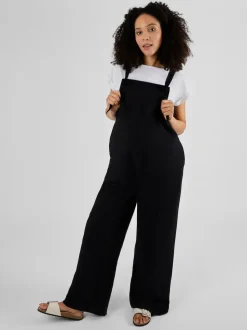 JoJo Maman Bébé Black Wide Leg Maternity Linen Dungaree