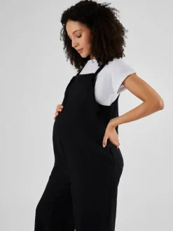 JoJo Maman Bébé Black Wide Leg Maternity Linen Dungaree