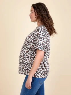 JoJo Maman Bébé Brown Oversized Boyfriend Maternity T-Shirt