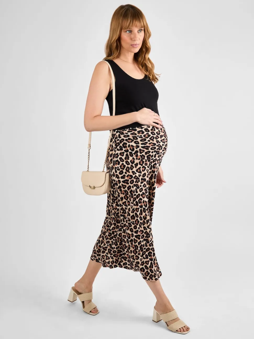 JoJo Maman Bébé Brown Print Maternity Midi Skirt