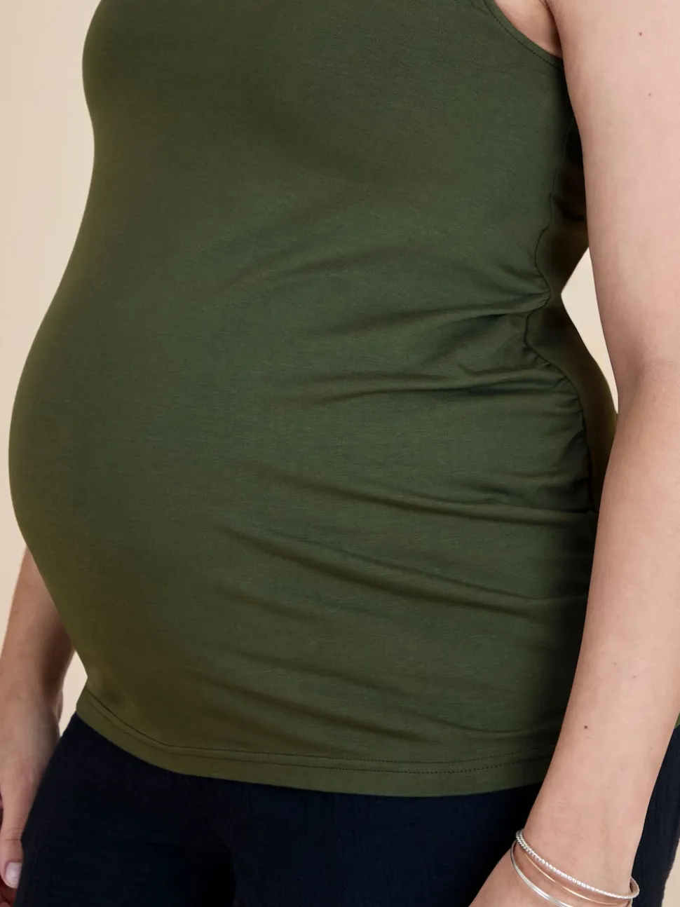 JoJo Maman Bébé Khaki Green 2-Pack Maternity Vest Tops