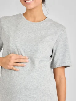 JoJo Maman Bébé Marl Grey Oversized Boyfriend Maternity T-Shirt