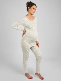 JoJo Maman Bébé Mint Green Maternity & Nursing Heart Pyjama Set