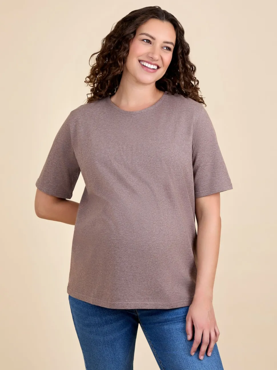 JoJo Maman Bébé Mocha Oversized Boyfriend Maternity T-Shirt