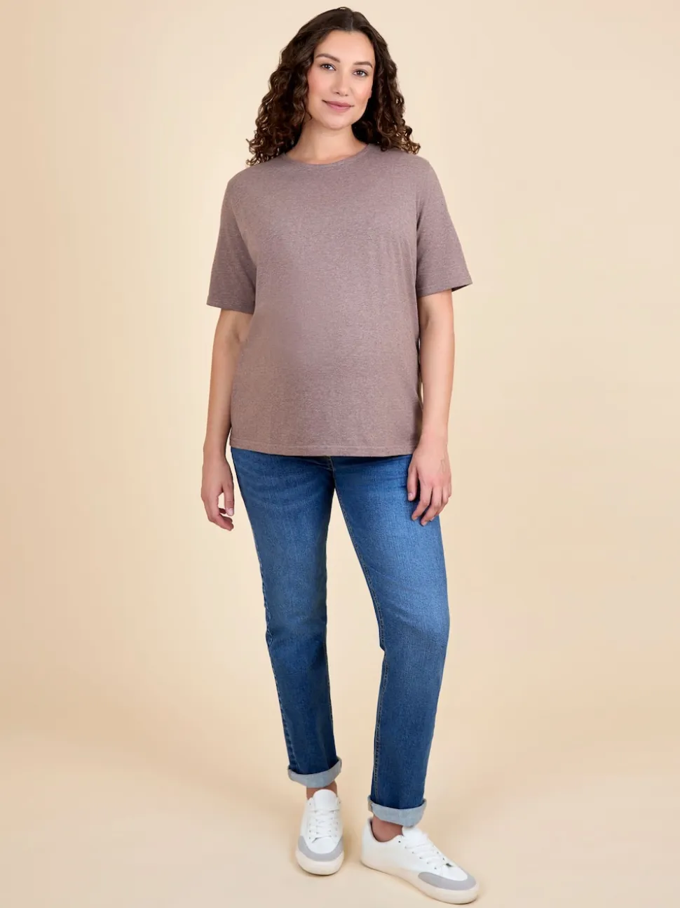 JoJo Maman Bébé Mocha Oversized Boyfriend Maternity T-Shirt