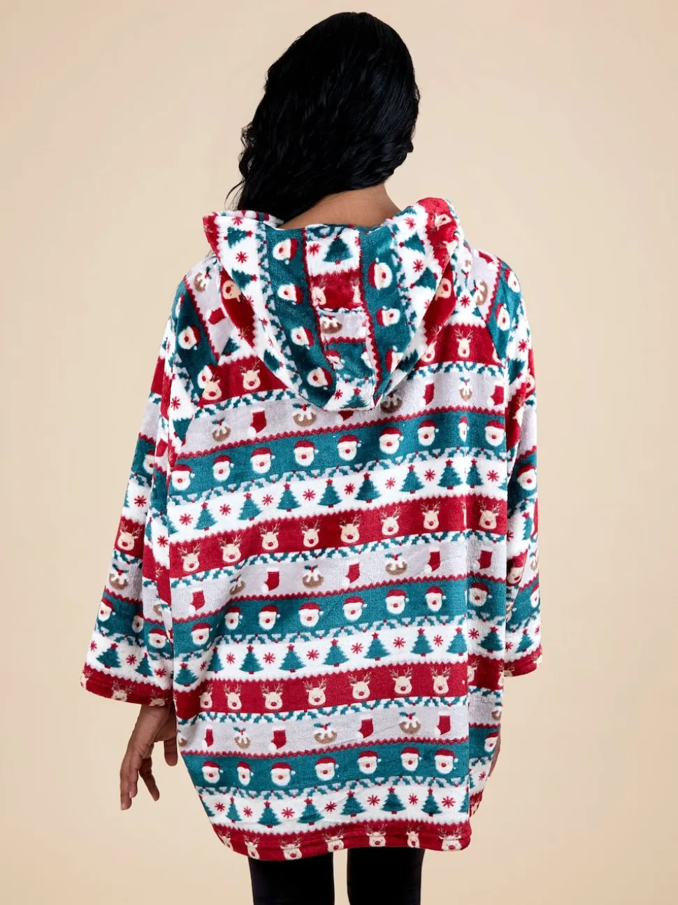 JoJo Maman Bébé Multi Christmas Fair Isle Blanket Hoodie
