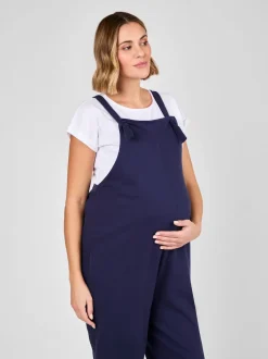 JoJo Maman Bébé Navy Jersey Maternity Dungarees