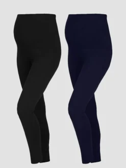 JoJo Maman Bébé Navy 2-Pack Cotton Rich Maternity Leggings