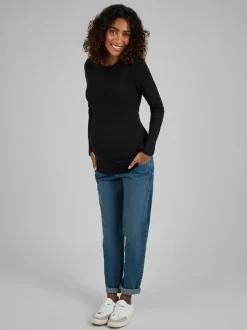 JoJo Maman Bébé Oatmeal Cream & Black 2-Pack Ribbed Maternity & Nursing Top