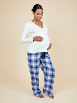 JoJo Maman Bébé Oatmeal Maternity Check Pyjama Set