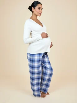 JoJo Maman Bébé Oatmeal Maternity Check Pyjama Set