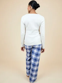 JoJo Maman Bébé Oatmeal Maternity Check Pyjama Set